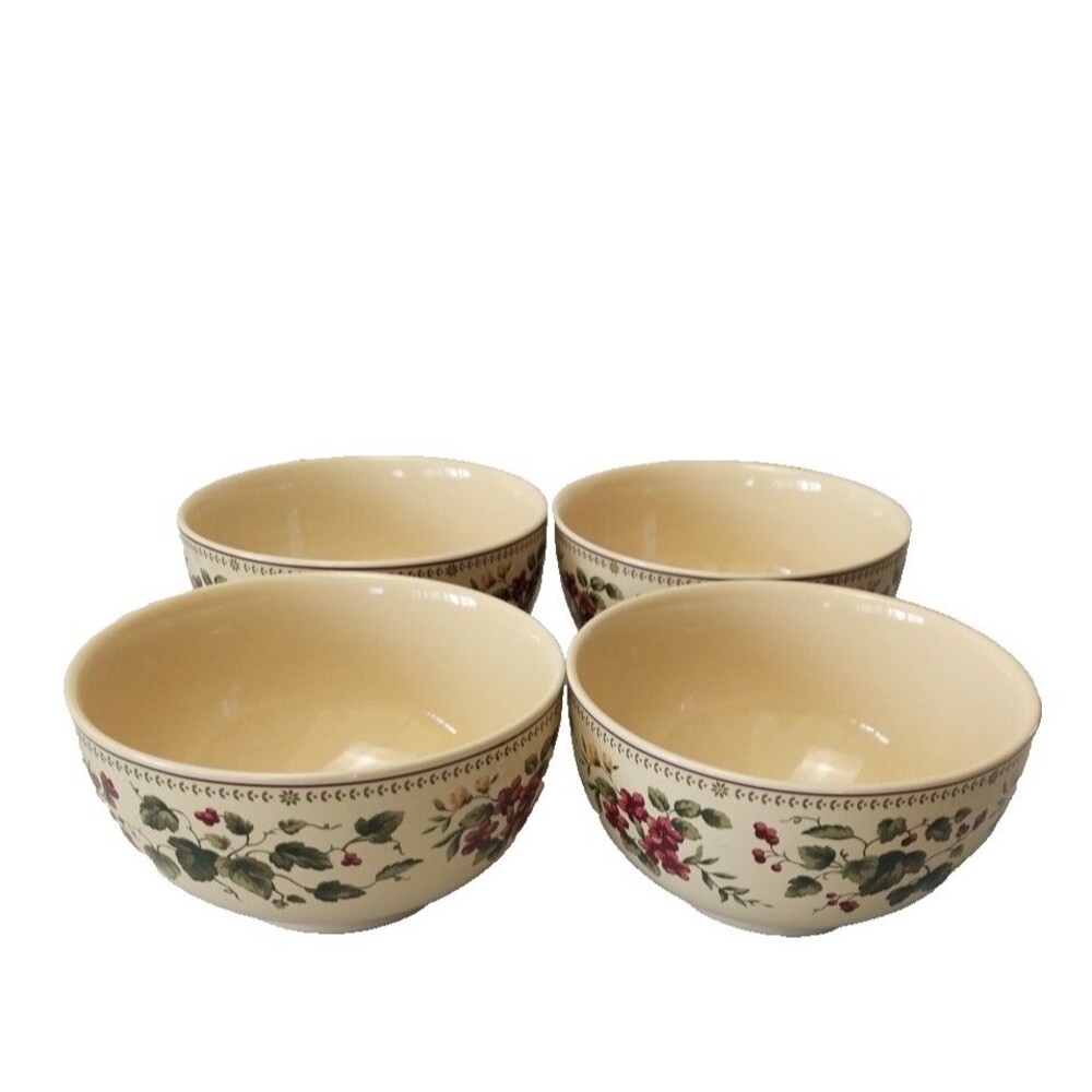 WAVERLY Garden Room 4 PC Soup Cereal Fruit Bowls Made in Poland 6"x 3” Nice